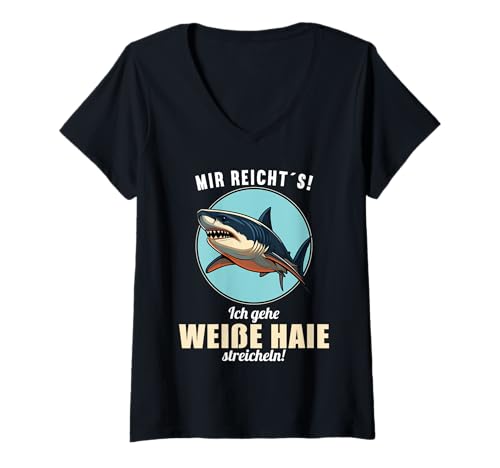 Damen weiße Haie weißer Hai T-Shirt mit V-Ausschnitt Damen weiße Haie weißer Hai T-Shirt mit V-Ausschnitt von weiße Haie weißer Hai Tier Shop