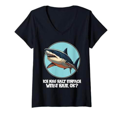 Damen weiße Haie weißer Hai T-Shirt mit V-Ausschnitt Damen weiße Haie weißer Hai T-Shirt mit V-Ausschnitt von weiße Haie weißer Hai Tier Shop