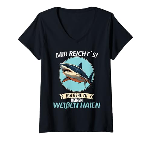 Damen weiße Haie weißer Hai T-Shirt mit V-Ausschnitt Damen weiße Haie weißer Hai T-Shirt mit V-Ausschnitt von weiße Haie weißer Hai Tier Shop