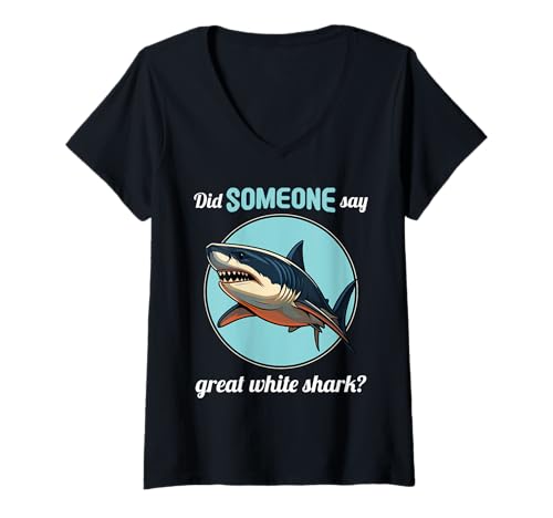 Damen weiße Haie weißer Hai T-Shirt mit V-Ausschnitt Damen weiße Haie weißer Hai T-Shirt mit V-Ausschnitt von weiße Haie weißer Hai Tier Shop