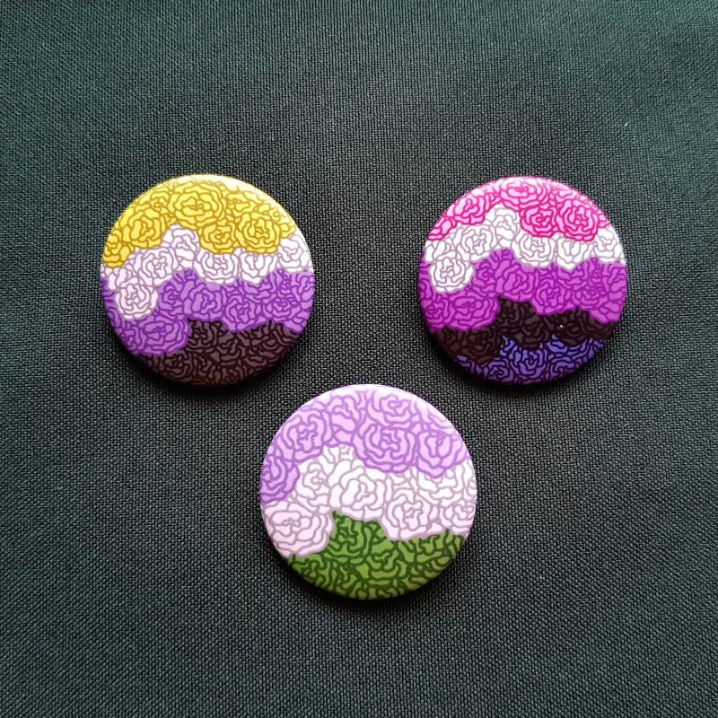 Flower Pride Flag Button - Nonbinary Genderfluid Genderqueer von weissmachtbunt