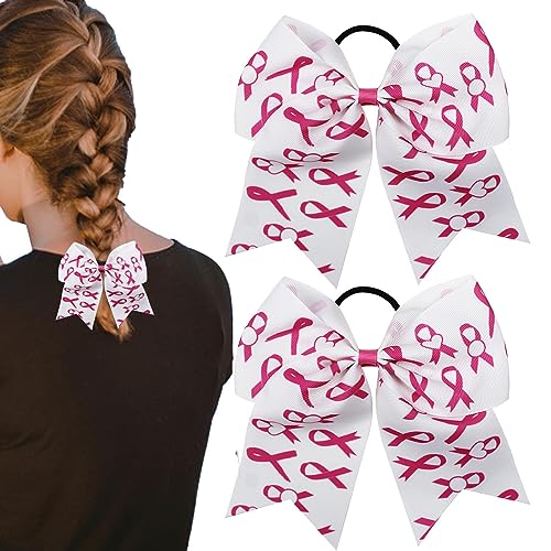 Brustkrebs Haarschleife - 2 Stück elastische rosa Haarband-Chefschleife - Rosa Accessoires zur Sensibilisierung für Teenager-Frauen, öffentliche Wohltätigkeitsorganisation für Weiting von weiting