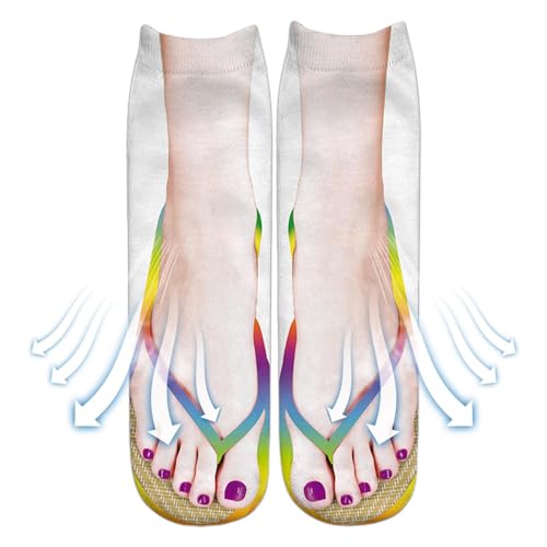 Socken mit 3D-Muster,Socken mit Sandalen-Aufdruck - Sandalen-bedruckte Socken, lustige Socken für Frauen, Sandalen-Socken, lustige Geschenke zu Weihnachten Weiting von weiting
