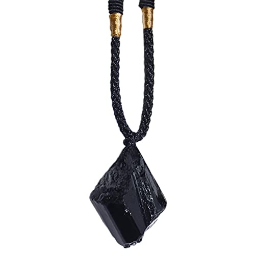 weiting Schwarze Obsidian Halskette - Natürlicher schwarzer Obsidian-Anhänger,Tragbarer Kristall-Quarz-Edelstein-Anhänger für Weihnachtsfeiern, Frauen, Mädchen von weiting