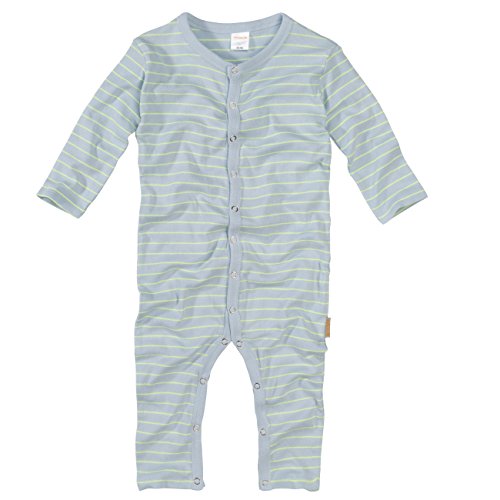 wellyou, Schlafanzug, Pyjama für Jungen und Mädchen, Einteiler Langarm, Baby Kinder,gestreift, Geringelt, Feinripp 100% Baumwolle, Made in Europe (Neongelb Hellblau | gr 104-110) von wellyou