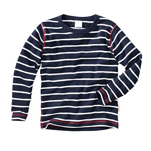 wellyou Baby Langarm-Shirt, dunkel-blau weiß gestreift, Kinder Longsleeve geringelt, für Jungen und Mädchen, Baumwoll-Feinripp, 116 - 122cm, Blau von wellyou