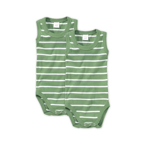wellyou Baby und Kinder Doppelpack babybody ohne Arm mädchen und junge aus 100% Baumwolle, body 2er set in grün weiß gr 116-122, made in Europe von wellyou