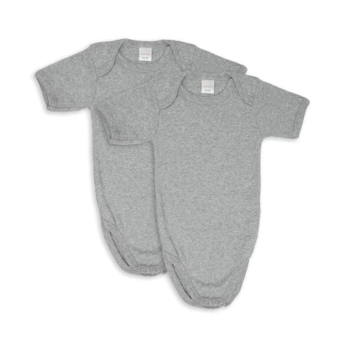 wellyou - Baby Body Kurzarm aus 100% super weicher Baumwolle - 2er Set Kurzarm Body Baby für Mädchen und Jungen - Kinder Kurzarmbody - Erstklassiger Babybody - Made in EU (Grau melange - Gr. 116-122) von wellyou
