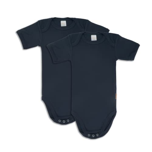 wellyou - Baby Body Kurzarm aus 100% super weicher Baumwolle - 2er Set Kurzarm Body Baby für Mädchen und Jungen - Kinder Kurzarmbody - Erstklassiger Babybody - Made in EU (Marine - Gr. 104-110) von wellyou