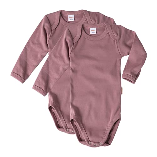 wellyou – Langarmbody Baby & Kinder aus 100% Baumwolle – Babybody für Mädchen & Jungen – 2er Set Langarm Baby Body in Größe 50-134 – Made in EU (Old Pink | gr 128-134) von wellyou