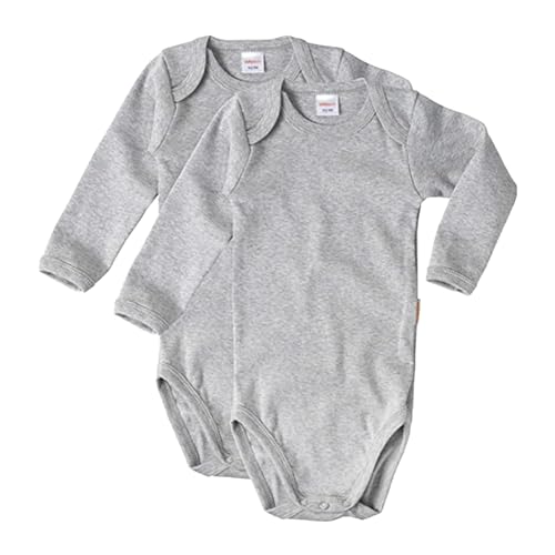 wellyou – Langarmbody Baby & Kinder aus 100% Baumwolle – Babybody für Mädchen & Jungen – 2er Set Langarm Baby Body in Größe 50-134 – Made in EU (Grey Melange | gr 104-110) von wellyou