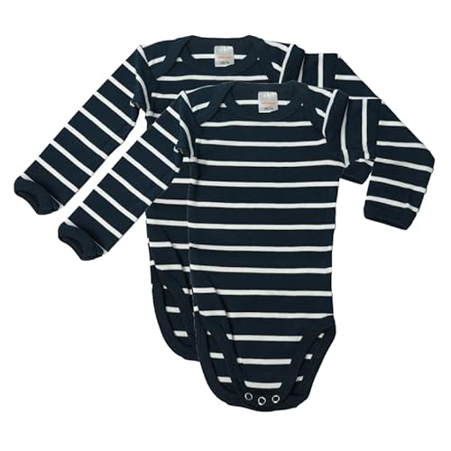 wellyou Baby und Kinder langarmbody/babybody mädchen und junge aus 100% Baumwolle, langarm body 2er Set in marine weiß, Blau, 104 - 110 von wellyou