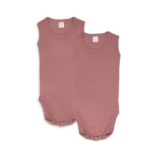 wellyou – Body ohne Arm für Baby & Kind aus 100% Baumwolle – Babybody für Mädchen & Jungen – 2er Set ärmellose Baby Bodys in Größe 50-134 – Made in EU (Old Pink | gr 104-110) von wellyou