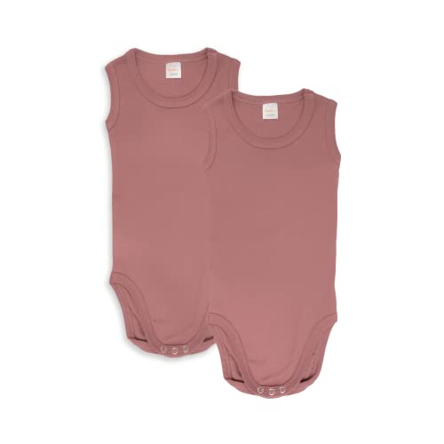 wellyou – Body ohne Arm für Baby & Kind aus 100% Baumwolle – Babybody für Mädchen & Jungen – 2er Set ärmellose Baby Bodys in Größe 50-134 – Made in EU (Old Pink | gr 92-98) von wellyou