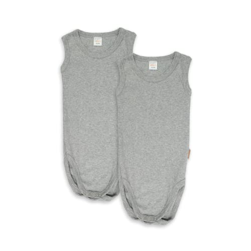 wellyou – Body ohne Arm für Baby & Kind aus 100% Baumwolle – Babybody für Mädchen & Jungen – 2er Set ärmellose Baby Bodys in Größe 50-134 – Made in EU (Grey Melange | gr 116-122) von wellyou