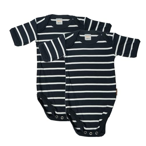 wellyou – Kurzarmbody Baby & Kinder aus 100% Baumwolle – Babybody für Mädchen & Jungen – 2er Set Kurzarm Baby Body in Größe 50-134 – Made in EU (Marine Weiss | gr 56-62) von wellyou