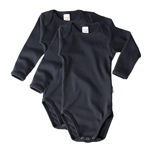 wellyou – Langarmbody Baby & Kinder aus 100% Baumwolle – Babybody für Mädchen & Jungen – 2er Set Langarm Baby Body in Größe 50-134 – Made in EU (Navy uni | gr 104-110) von wellyou