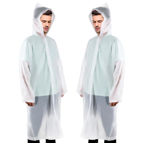 welsberg 2 Stück Regenponcho Damen und Herren Wasserdicht Atmungsaktiv Regenjacke Regenschutz Reganmantel für Festival Konzert Camping Wandern Angeln Sport, Transparent von welsberg