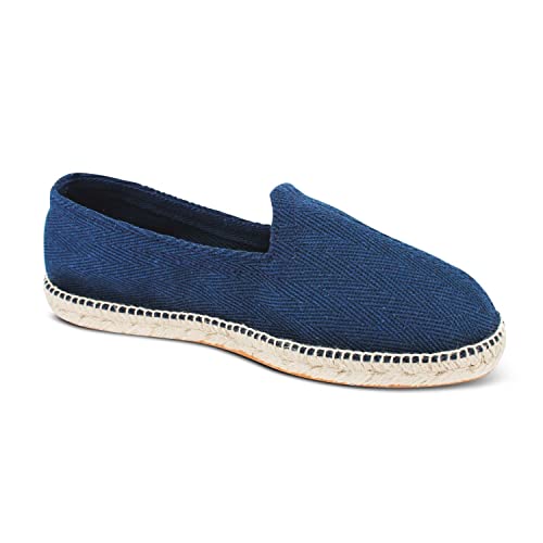 weltenmann Corralejo – Farbige Slip-on Espadrilles aus Baumwolle mit Schuhbeutel, Indigo, 43, Handmade in Spain von weltenmann