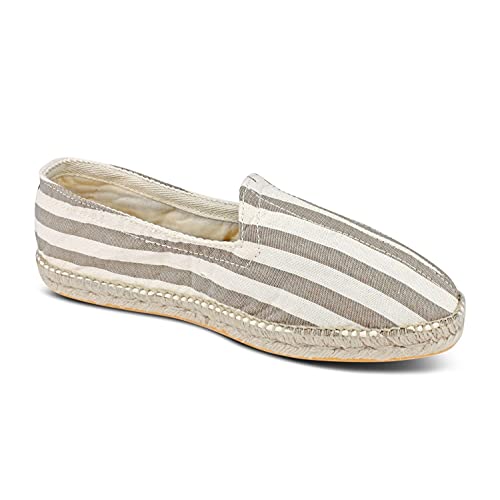 weltenmann Corralejo – Farbige breit gestreifte Slip-on Espadrilles aus Baumwolle mit Schuhbeutel, Biscotti, 44, Handmade in Spain von weltenmann