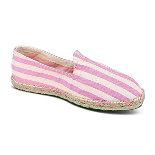 weltenmann Corralejo – Farbige breit gestreifte Slip-on Espadrilles aus Baumwolle mit Schuhbeutel, Bubblegum, 43, Handmade in Spain von weltenmann