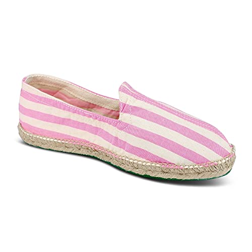 weltenmann Corralejo – Farbige breit gestreifte Slip-on Espadrilles aus Baumwolle mit Schuhbeutel, Bubblegum, 44, Handmade in Spain von weltenmann