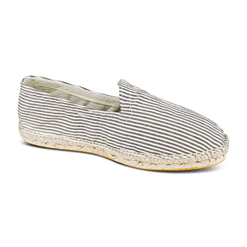 weltenmann Corralejo – Farbige schmal gestreifte Slip-on Espadrilles aus Baumwolle mit Schuhbeutel, Caramel, 41, Handmade in Spain von weltenmann