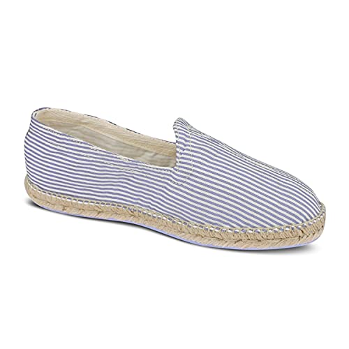 weltenmann Corralejo – Farbige schmal gestreifte Slip-on Espadrilles aus Baumwolle mit Schuhbeutel, Wave, 41, Handmade in Spain von weltenmann