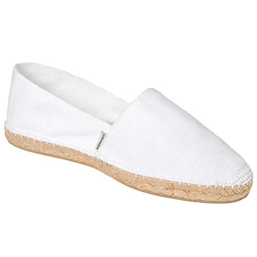 weltenmann Formentera – Klassische Slip-on Espadrilles aus Baumwolle mit Schuhbeutel, Feta, 41, Handmade in Spain von weltenmann