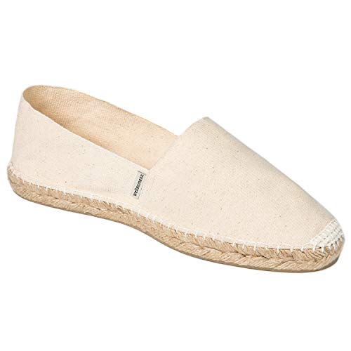 weltenmann Formentera – Klassische Slip-on Espadrilles aus Baumwolle mit Schuhbeutel, Sand, 43, Handmade in Spain von weltenmann