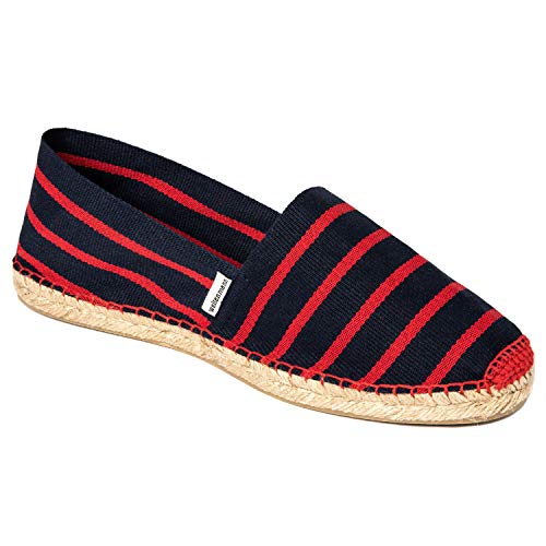 weltenmann Formentera – Klassische gestreifte Slip-on Espadrilles aus Baumwolle mit Schuhbeutel, Barça, 43, Handmade in Spain von weltenmann