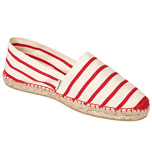 weltenmann Formentera – Klassische gestreifte Slip-on Espadrilles aus Baumwolle mit Schuhbeutel, Caprese, 41, Handmade in Spain von weltenmann