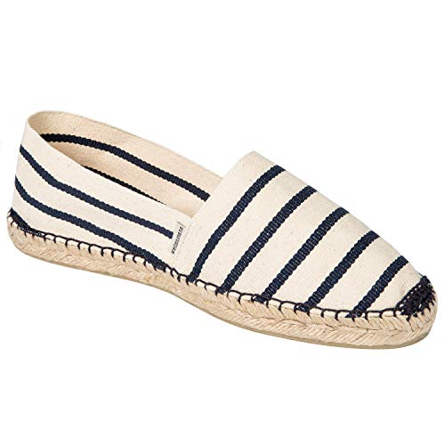 weltenmann Formentera – Klassische gestreifte Slip-on Espadrilles aus Baumwolle mit Schuhbeutel, Zebra, 42, Handmade in Spain von weltenmann