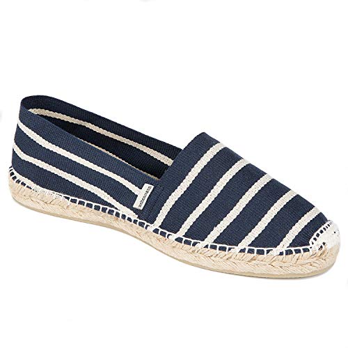 weltenmann Formentera – Klassische gestreifte Slip-on Espadrilles aus Baumwolle mit Schuhbeutel, Sailor, 45, Handmade in Spain von weltenmann