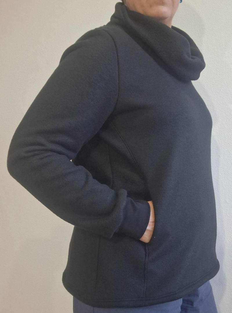 Fleece Pullover Mit Schalkragen, Tailliert, Größe Xs - Xxl, Taschen in Naht Versteckt, Versch. Farben, Handmade Kleidung Damen, Individ Maße von wenkenaeht