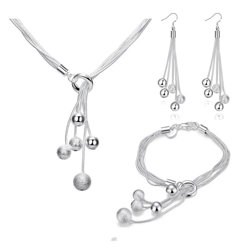 wenwendianzi 925 Sterling Silber Quasten Hängende Perlen Armbänder Halskette Ohrring Schmuck-Set for Frauen Mode Party Geschenke wenwendianzi 925 Sterling Silber Quasten Hängende Perlen Armbänder Halskette Ohrring Schmuck-Set for Frauen Mode Party Geschenke von wenwendianzi