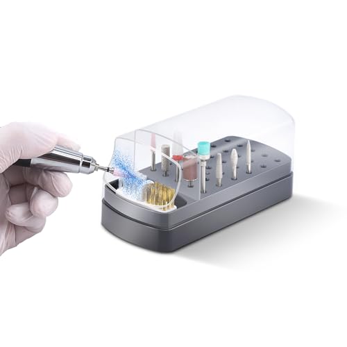 2 in 1 Nagelbohrer-Bits Halter und Nagelbohrer-Bits Bürsten,30 Löcher Nagelbohrer Aufbewahrungsbox Organizer Container Displayer Maniküre Werkzeuge(nicht Enthalten Bohrer) (Black) von wenxintek