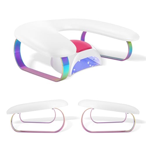 U-förmiges Nagel-Handauflagekissen, Schlafkissen, PU-Leder, Maniküre-Armlehne mit rutschfester, abnehmbarer Halterung, Nagelsalon-Techniker, Heimwerker-Werkzeuge (Weiß P) von wenxintek