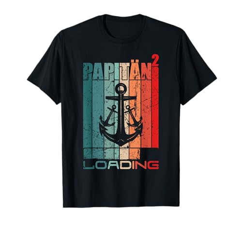 Papitän Loading Anker Motiv Vater 2 Kinder zweifacher Papa T-Shirt von werdender Papa Geschenk Schwangerschaft verkünden
