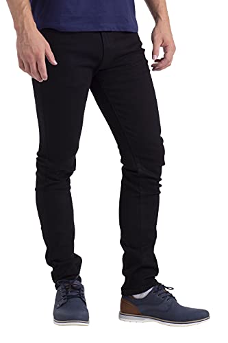 Designer Herren Jeans Hose Skinny Slim Fit Jeanshosen Super Stretch (30W / 32L, Schwarz) von westAce