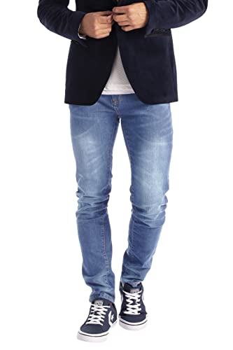 New Herren Stretch Skinny Slim Fit Flex Jeans Hose dehnbar Denim 98% Baumwolle & 2% Stretch Hosen, Skinny, Größe 32W x 30L (32S UK), Farbe Hellblau von westAce