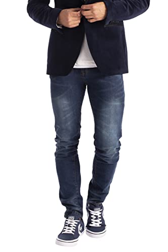 New Herren Stretch Skinny Slim Fit Flex Jeans Hose dehnbar Denim 98% Baumwolle & 2% Stretch Hosen, Skinny, Größe 34W x 32L (42R), Farbe Indigoblau von westAce