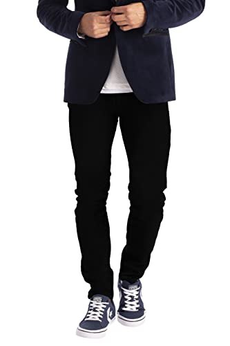 New Herren Stretch Skinny Slim Fit Flex Jeans Hose dehnbar Denim 98% Baumwolle & 2% Stretch Hosen, Skinny, Größe 40W x 32L (48R), Farbe Schwarz von westAce