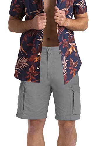 westAce Herren Cargo-Shorts, lässig, entspannt, reine Baumwolle, Arbeitstaschen, unverzichtbare Chino, Sommer, Strand, Arbeit, Sicherheit, halbe Hose, Taille: 32, 34, 36, 38, 40, 42, 44, grau, 46 von westAce