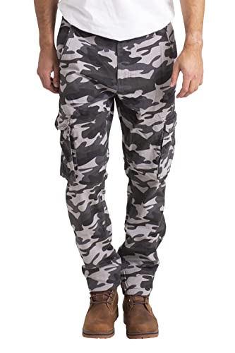 westAce Herren-Cargohose, Arbeitskleidung, Cargohose, 6 Taschen, Größe 32-44, grau camo, 42 W/32 L von westAce