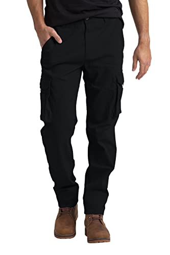 westAce Herren-Cargohose, Stretch, strapazierfähig, normale Passform, 6 Taschen, Combat-Arbeitskleidung, Schwarz , 44 W/32 L von westAce