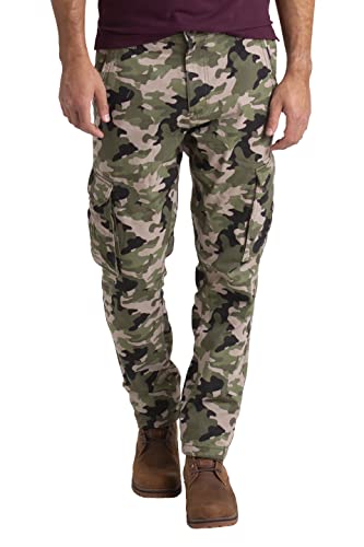 westAce Herren-Cargohose, lässig, normale Passform, Camouflage, Baumwolle, mehrere Taschen, Sicherheits-Arbeitshose, Größen 32W-44W (Oliv-Camouflage, 32W x 30L) von westAce