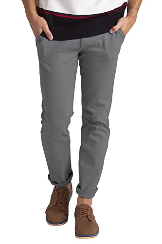 westAce Herren Chino-Hose, athletische Passform, flache Vorderseite, lässig, Stretch, Baumwolle, klassisch, essentiell, Chino-Hose, alle Taille, 30 W-40 W, hellgrau, 32 W / 32 L von westAce