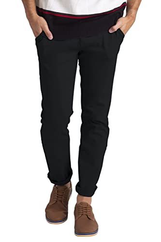 westAce Herren-Chinohose, athletische Passform, flache Vorderseite, lässig, Stretch-Baumwolle, klassisch, essentiell, Chinohose, alle Taillenumfang 30-40W, Schwarz , 34 W/32 L von westAce