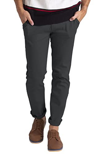 westAce Herren-Chinohose, athletische Passform, flache Vorderseite, lässig, Stretch-Baumwolle, klassisch, essentiell, Chinohose, alle Taillenumfang 30-40W, anthrazit, 30 W/32 L von westAce